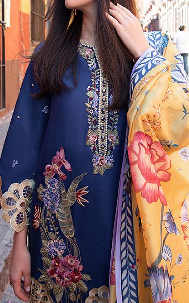 Mushq Navy Blue Lawn Suit | Pakistani Lawn Dress in USA- Image 2