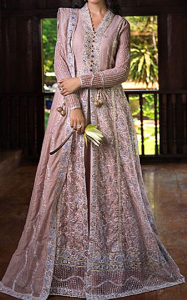 Mushq Pink Flare Net Suit | Pakistani Embroidered Chiffon Dresses USA- Image 1