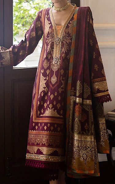 Mushq Pansy Purple Lawn Suit | Pakistani Lawn Dress in USA- Image 1
