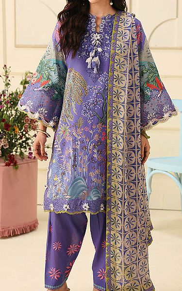 Mushq Cornflower Blue Lawn Suit | Pakistani Lawn Dress in USA- Image 1