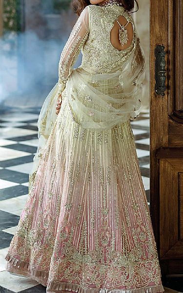 Mushq Sage Green/Pink Net Suit | Pakistani Embroidered Chiffon Dresses USA- Image 2