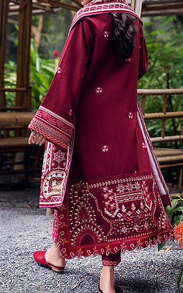 Mushq Wine Red Karandi Suit | Pakistani Winter Dresses in USA- Image 2