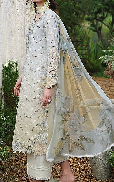 Mushq Light Grey Lawn Suit | Pakistani Lawn Dress in USA- Image 2