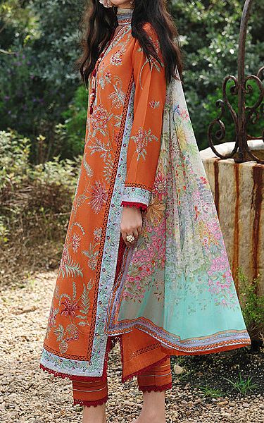 Mushq Bright Orange Lawn Suit | Pakistani Lawn Dress in USA- Image 2