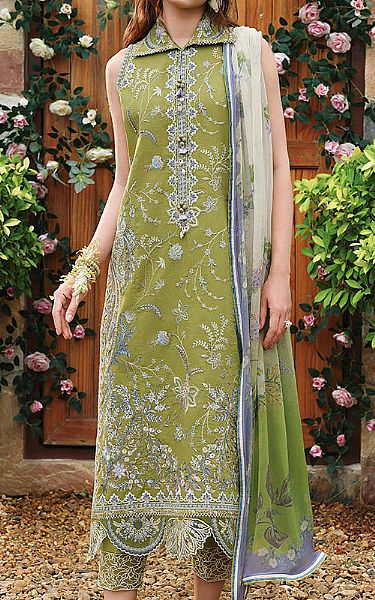 Mushq Green Lawn Suit | Pakistani Lawn Dress in USA- Image 1