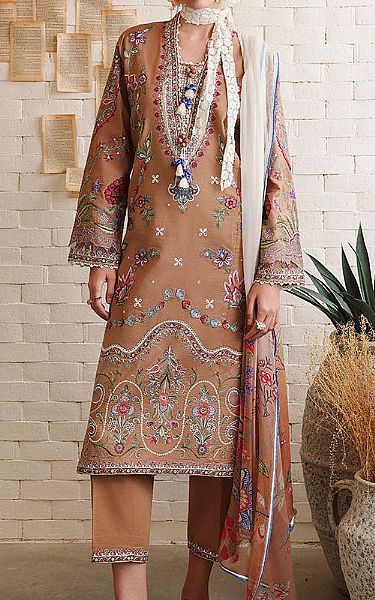 Mushq Beige Lawn Suit | Pakistani Lawn Dress in USA- Image 1