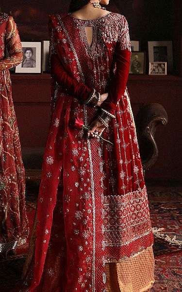 Mushq Maroon Velvet Suit | Pakistani Winter Dresses- Image 2