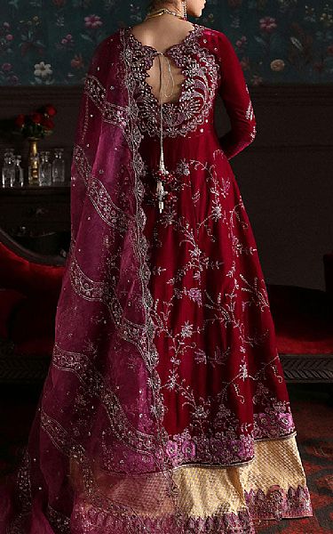Mushq Scarlet Red Velvet Suit | Pakistani Winter Dresses- Image 2