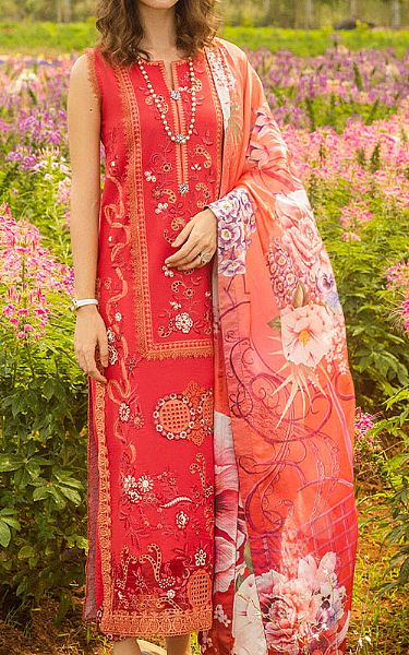 Mushq Solid Pink Lawn Suit | Pakistani Lawn Dress in USA- Image 1