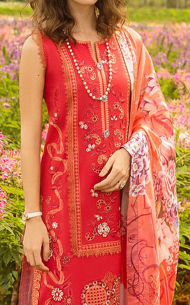 Mushq Solid Pink Lawn Suit | Pakistani Lawn Dress in USA- Image 2