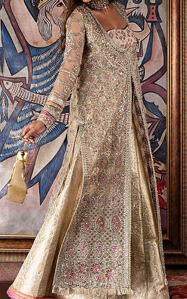 Mushq Dull Gold Organza Suit | Pakistani Embroidered Chiffon Dresses USA- Image 2