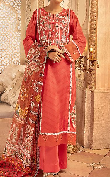 Nishat Pastel Red Lawn Suit | Pakistani Dresses in USA- Image 1