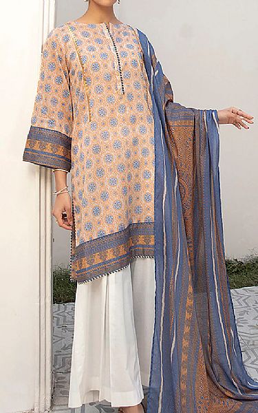 Nishat Cornflower Blue/Peach Lawn Suit (2 Pcs) | Pakistani Dresses in USA- Image 1