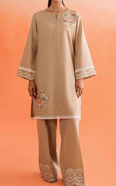 Nishat Tan Dobby Suit (2 pcs) | Pakistani Lawn Suits- Image 1