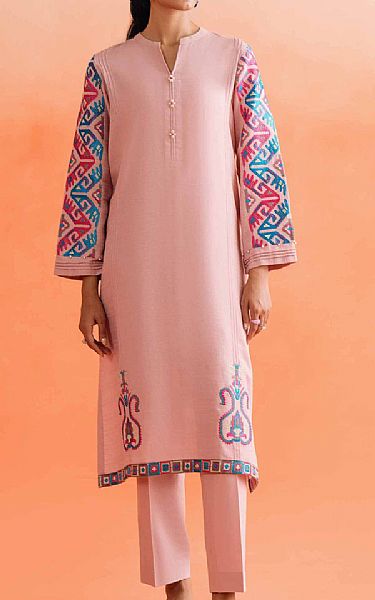Nishat Light Pink Dobby Suit (2 pcs) | Pakistani Lawn Suits- Image 1