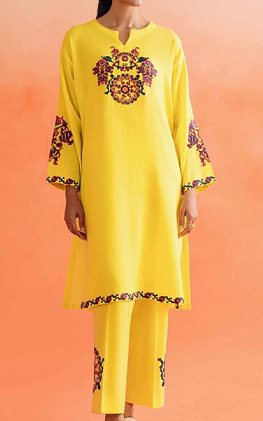 Nishat Yellow Dobby Suit (2 pcs) | Pakistani Lawn Suits- Image 1