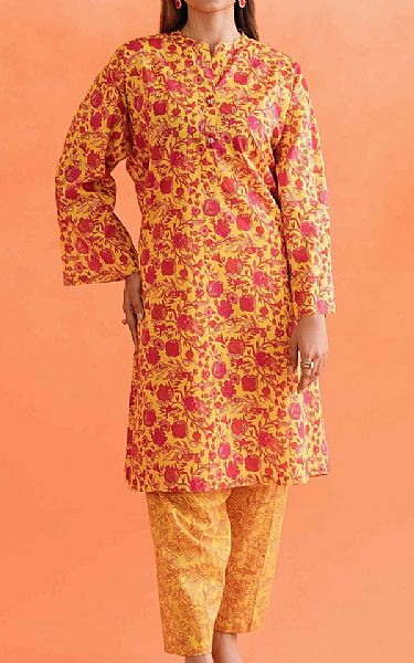 Nishat Yellow Cambric Suit (2 pcs) | Pakistani Lawn Suits- Image 1