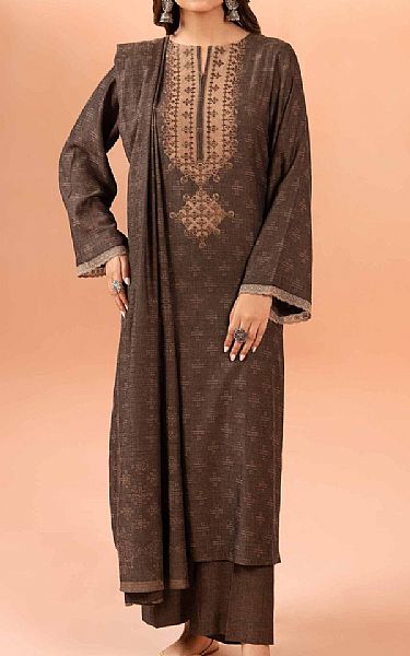 Nishat Deep Brown Jacquard Suit | Pakistani Lawn Suits- Image 1