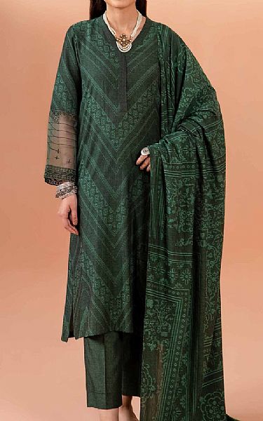 Nishat Green Jacquard Suit | Pakistani Lawn Suits- Image 1