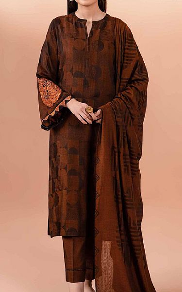 Nishat Chocolate Brown Jacquard Suit | Pakistani Lawn Suits- Image 1
