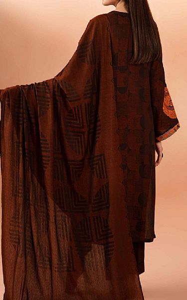 Nishat Chocolate Brown Jacquard Suit | Pakistani Lawn Suits- Image 2