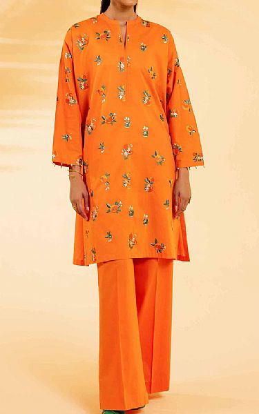 Nishat Orange Cambric Suit (2 pcs) | Pakistani Lawn Suits- Image 1