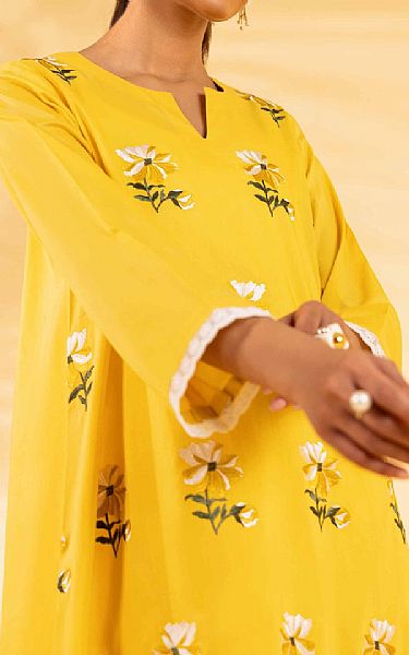 Nishat Yellow Cambric Suit (2 pcs) | Pakistani Lawn Suits- Image 2