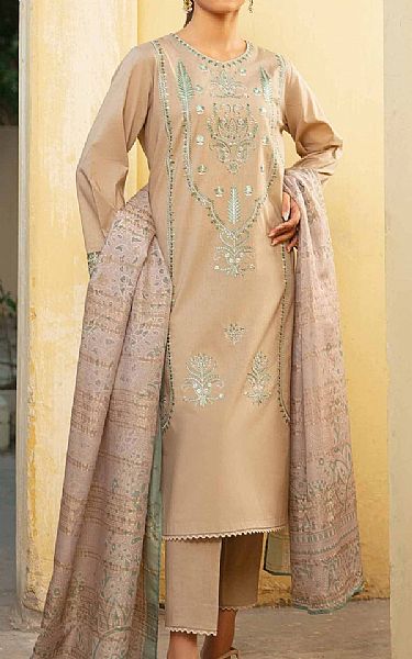 Nishat Beige Cambric Suit | Pakistani Lawn Suits- Image 1