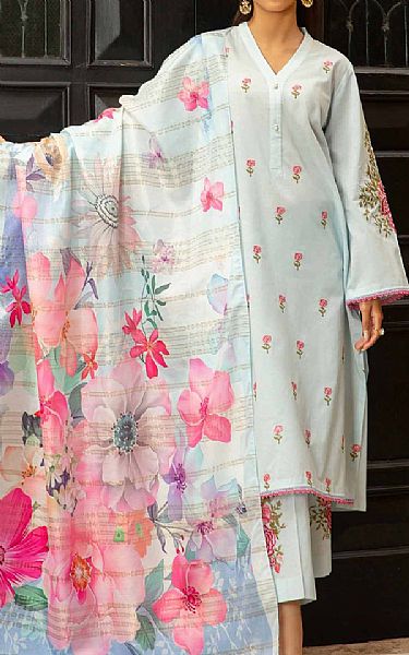 Nishat Pale Blue Lily Cambric Suit | Pakistani Lawn Suits- Image 1