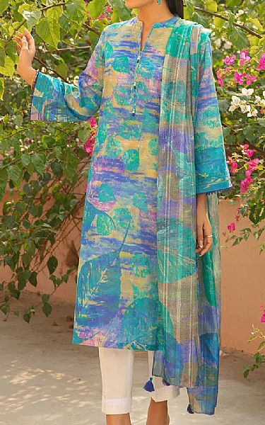 Nishat Blue Lawn Suit (2 pcs) | Pakistani Lawn Suits- Image 1