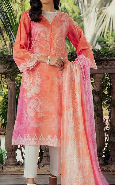 Nishat Pink/Peach Lawn Suit (2 pcs) | Pakistani Lawn Suits- Image 1