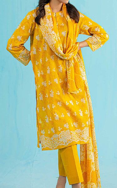 Nishat Golden Yellow Lawn Suit | Pakistani Lawn Suits- Image 1