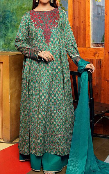 Nishat Green Lawn Suit | Pakistani Lawn Suits- Image 1