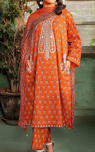 Nishat Orange Lawn Suit | Pakistani Lawn Suits- Image 1