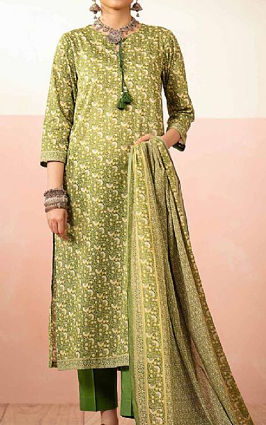 Nishat Apple Green Lawn Suit | Pakistani Lawn Suits- Image 1