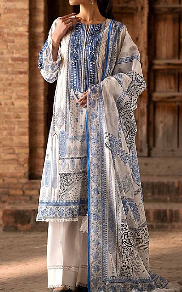 Nishat White/Blue Lawn Suit | Pakistani Lawn Suits- Image 1