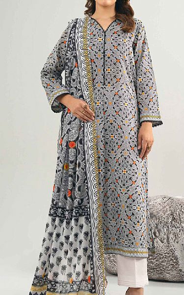 Nishat Grey Lawn Suit (2 pcs) | Pakistani Lawn Dress in USA- Image 1