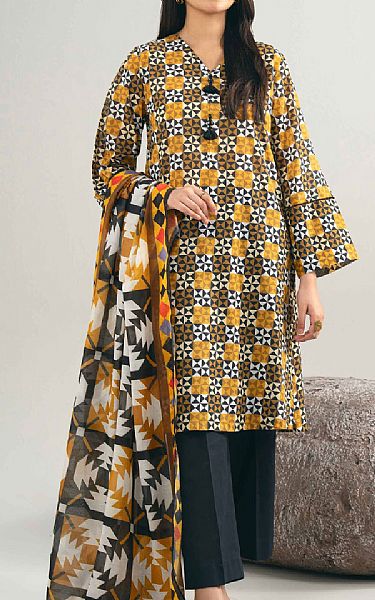 Nishat Mustard/Black Lawn Suit (2 pcs) | Pakistani Lawn Dress in USA- Image 1