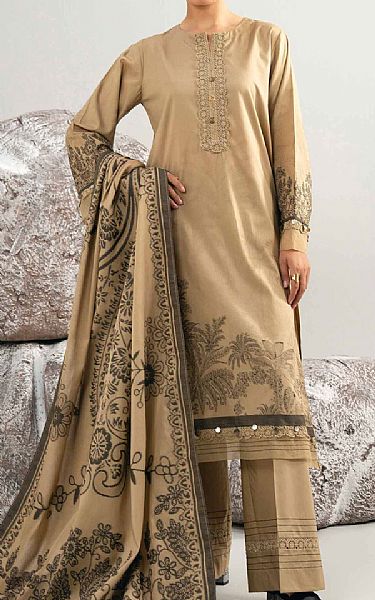 Nishat Beige Jacquard Suit | Pakistani Lawn Dress in USA- Image 1