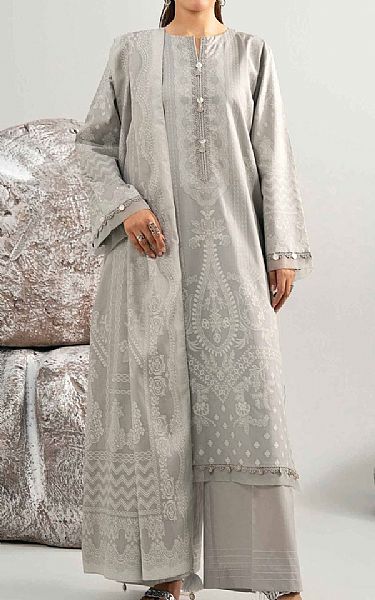 Nishat Pastel Grey Jacquard Suit | Pakistani Lawn Dress in USA- Image 1