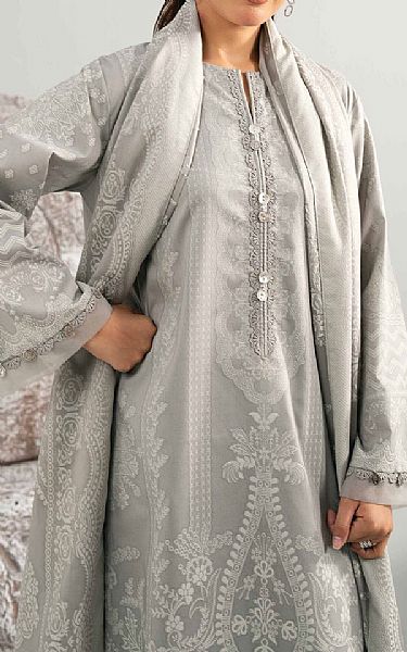 Nishat Pastel Grey Jacquard Suit | Pakistani Lawn Dress in USA- Image 2
