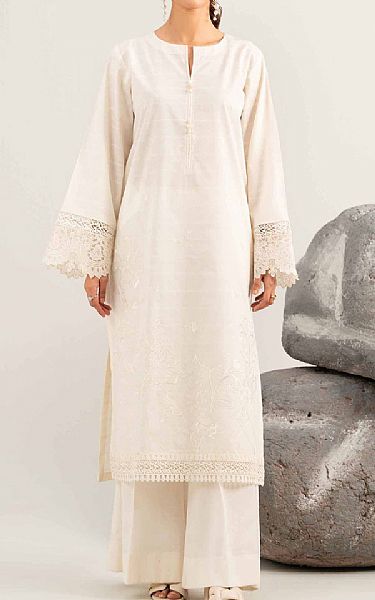 Nishat Cream Lawn Suit (2 pcs) | Pakistani Lawn Dress in USA- Image 1