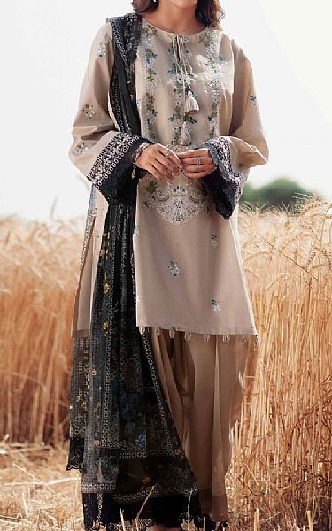 Nishat Beige Cambric Suit | Pakistani Lawn Dress in USA- Image 1