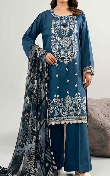 Nishat Denim Blue Cambric Suit | Pakistani Lawn Dress in USA- Image 1