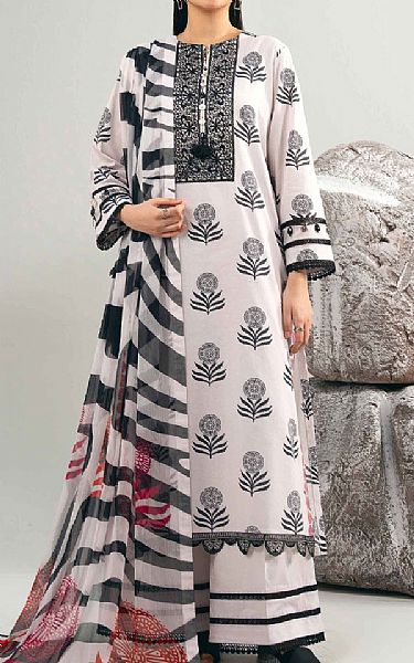 Nishat White/Black Cambric Suit | Pakistani Lawn Dress in USA- Image 1
