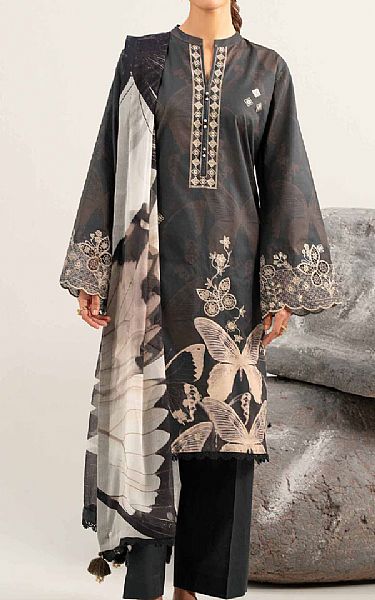 Nishat Charcoal Cambric Suit | Pakistani Lawn Dress in USA- Image 1