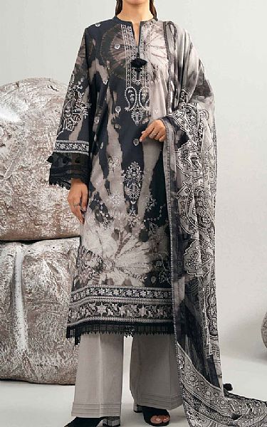 Nishat Grey/Black Cambric Suit | Pakistani Lawn Dress in USA- Image 1