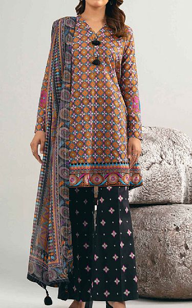 Nishat Mustard/Black Lawn Suit | Pakistani Lawn Dress in USA- Image 1
