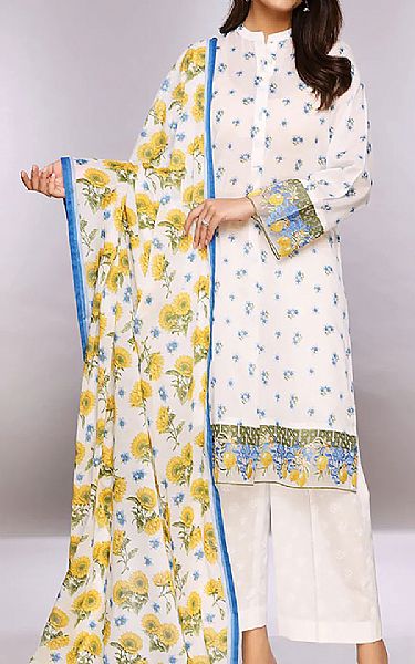 Nishat White Lawn Suit | Pakistani Dresses in USA- Image 1