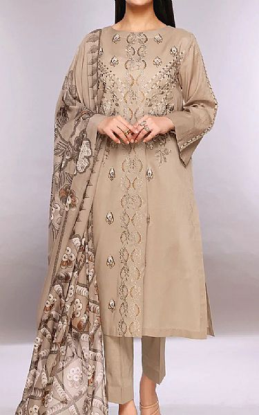 Nishat Beige Lawn Suit | Pakistani Dresses in USA- Image 1